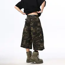 カジュアル迷彩工装デニムショートパンツ【多ポケット・男女兼用・フィット】
