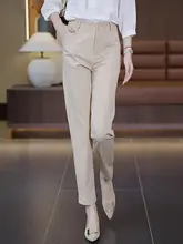 高級感あるウエスト高めのスーツパンツ【女性用・ブラック・9分丈・スリムデザイン】