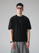 アート染めリネンラウンドネック半袖Tシャツ【カジュアルスタイル・男性用】