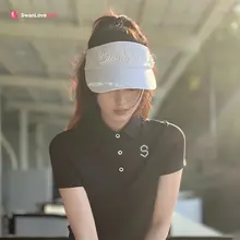 SWAN LOVE GOLF レディース ゴルフ帽子【レース素材・空きトップ・日焼け対策・調整可能・リボン付き】