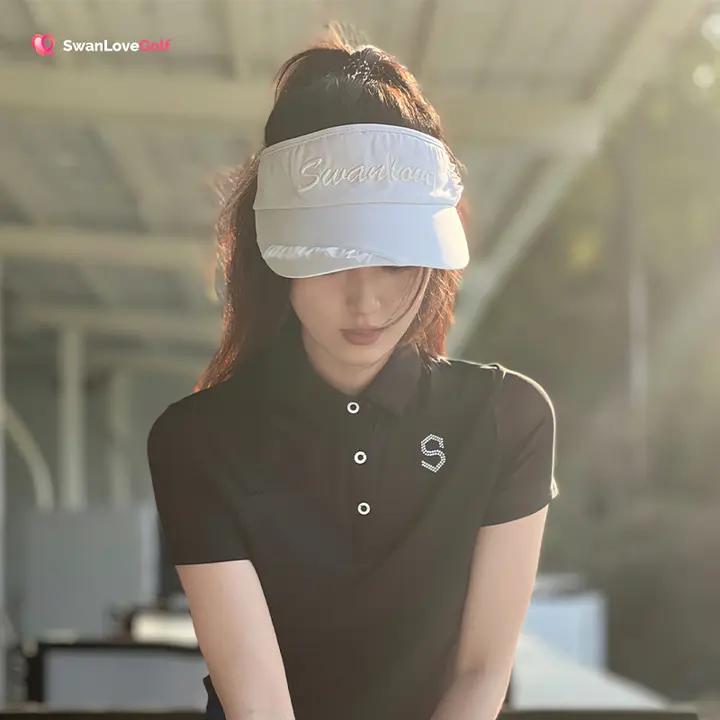 SWAN LOVE GOLF レディース ゴルフ帽子【レース素材・空きトップ・日焼け対策・調整可能・リボン付き】