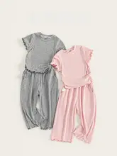 夏用女児用ファッションコーディネート【フリル付き・ショートスリーブ・パンツ】（セットアップ対応）