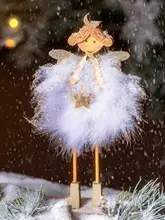 クリスマス天使の女の子フィギュア【デスク装飾・かわいいギフト・フェスティブデザイン】