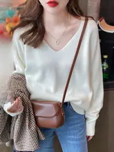 Vネックニット女性用秋冬高級感漂うゆったりしたニットトップス【ブラック・インナー用】（セットアップ対応）