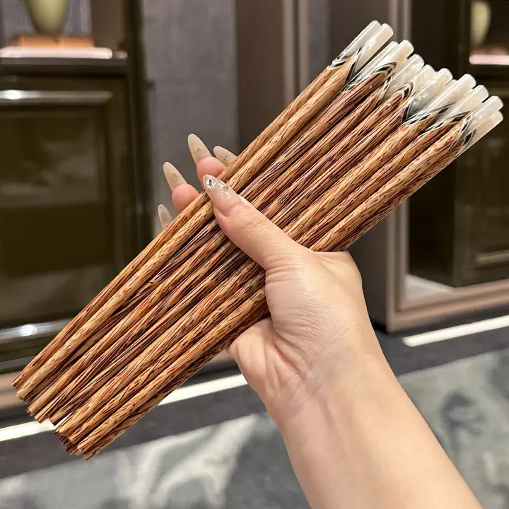 天然ココナッツ製 滑り止め木製箸【牛角・貝殻手作り・10組入り】