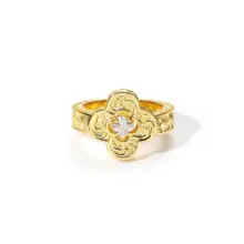 CASHHOOKED S925銀メッキバロックフラワーリング【アメリカンスタイル・彫刻デザイン】