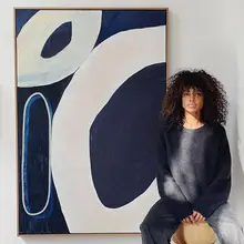 モダンアート抽象油絵【マーブルカラー・手描き・リビングルーム装飾用】