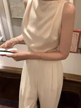 夏用 フレンチスタイル バックデザイン リボン付き タック入り タンクトップ