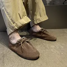 レトロな丸頭デザインのカジュアルシューズ【極上の柔らかさ・メンズ・一足で簡単脱ぎ履き】