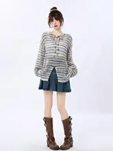 涼しさとおしゃれを両立！透かし編みの長袖ニットトップス【女性用・春夏向け・紫】