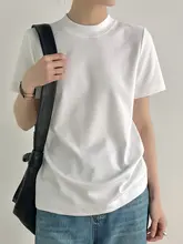 ローマコットンTシャツ【レディース・半袖・ハイネック・ゆったりデザイン】