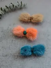 子供用ヘアアクセサリー【サイドバング用・水貂毛・リボン型・後頭部クリップ】