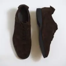 イタリア製VIBRAMソールのスエードレザー・ブロックデザインカジュアルシューズ