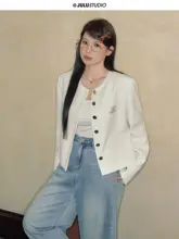 刺繍入りルーズフィットジャケット【大きいサイズ・学院風・高級感】