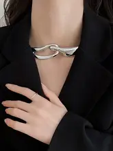 重金属デザインの立体的な粗い環状ネックレス【女性用・トレンド・デコルテチェーン・軽奢・高級感】