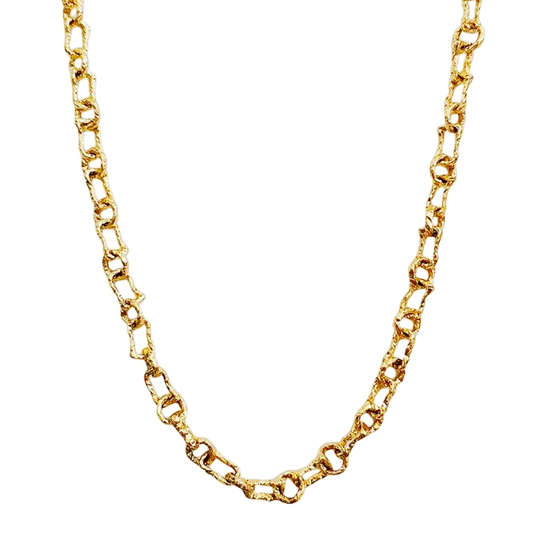 ユニセックスチェーンネックレス【金メッキ・シンプルで粗野なデザイン・カジュアルスタイル】