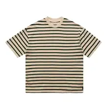 ストライプ柄の半袖Tシャツ【カジュアル・夏用・ラウンド  ネック】