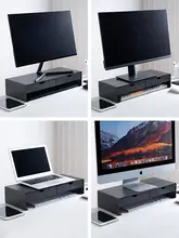 デスクトップ用モニター昇降スタンド【カーボンスチール製・オフィス用・収納ラック】