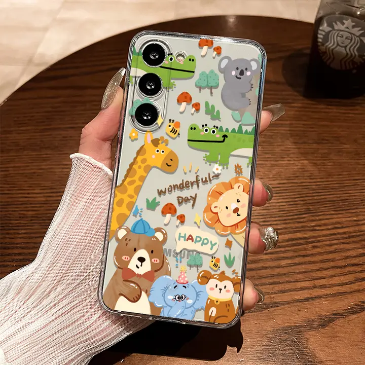 サムスンS26用スマホケース【透明・動物デザイン・全包タイプ・柔らかい素材・耐衝撃性】