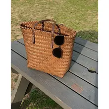 レトロ編みハンドバッグ【手提げ・シングルショルダー・夏用ビーチバッグ】