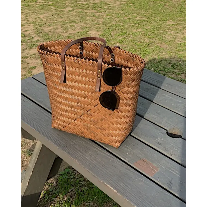 レトロ編みハンドバッグ【手提げ・シングルショルダー・夏用ビーチバッグ】