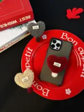 ふわふわハート型エアバッグスタンド付きスマホケース【伸縮可能・粘着式・携帯便利】