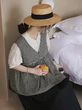 夏用 レディースチェック柄Vネックベスト【カジュアル・フィット感・かわいいデザイン】