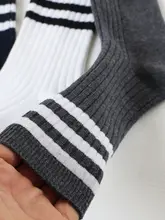 子供用ソックス【三本ライン・カラフルサメパンツに合わせて・春秋用・コットン】