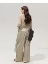 デザイン性のあるバインドトップスとドレープパンツ【大きいサイズ・おしゃれ】（セットアップ対応）