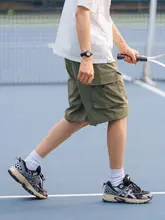夏用アメリカンレトロスタイルの多ポケット工事短パン【メンズ・ストレート・無地・五分丈】（セットアップ対応）