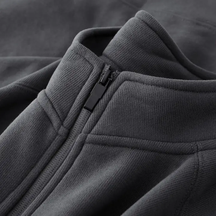 重厚感のある立ち襟スウェットコート【春秋用・深グレー・ユニセックス】