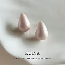 高級感あるピンクエナメル水滴イヤリング【純銀ピアス・シンプルデザイン・女性用】