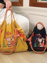 スタイリッシュなナイロン刺繍ショッピングバッグ【エコ・大容量・折りたたみ式】
