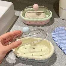 おしゃれなデザインの蓋付き石鹸置き【水切り機能・バスルーム用】