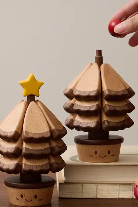 天然木製 コーヒーコースター クリスマスツリー型【誕生日プレゼント・インテリア装飾用】
