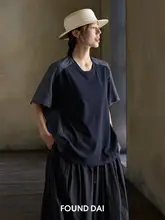リネンコットン素材の前短後長デザインTシャツ【立体裁断・切り替えデザイン】