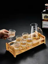厚手ガラス製の家庭用酒杯【一口サイズ・おしゃれなデザイン】（セットアップ対応）