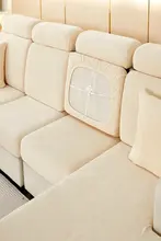 雪尼ール製 ソファカバー【全包型・伸縮性・クリーム色・モダンデザイン】
