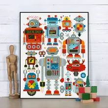 子供向け アニメデザイン 刺繍キット【ロボットモチーフ・ハンドメイド・リビング用】