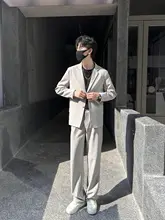 スタイリッシュな秋冬向けメンズスーツ【韓国風・スリムフィット・ビジネスカジュアル・極簡デザイン】（セットアップ対応）