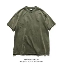 ヴィンテージ風 蜡染みルーズフィットTシャツ【クルーネック・半袖・カジュアル】