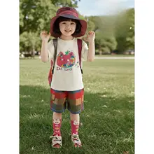 可愛いカートンデザインの女児用夏用ショートスリーブTシャツ【抗菌・高弾力・クール感】