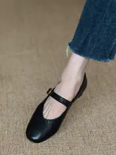 柔らかい羊革製 マリージェーンシューズ【編み込み・ラウンドトゥ・中ヒール・通勤用】