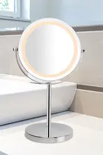 LEDライト付き充電式両面化粧鏡【3倍・5倍・10倍拡大・デスクトップ用金属製】
