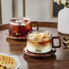 洗練されたデザインのカフェ用ガラスカップ【ラテ・アイスコーヒーに最適・高級感あるティータイム用】（セットアップ対応）