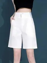 ブラックショートパンツ レディース【夏用・ハイウェスト・ストレートデザイン】