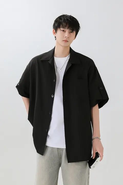 男子用 夏用アイスシルク薄手半袖シャツ【ビジネススタイル】