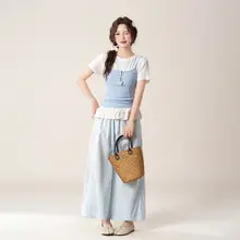 フリル付き半袖Tシャツ【レディース・タンクトップ・夏用・スリムフィット】（セットアップ対応）