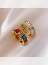 14kゴールドコーティングのカラフルなジルコニアリング【デザイン性の高いオープンリング・シンプルでスタイリッシュ】