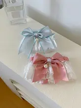 可愛いデザイン！リボン付きパールレースのダブルバンドペット用エプロン【猫・犬用】